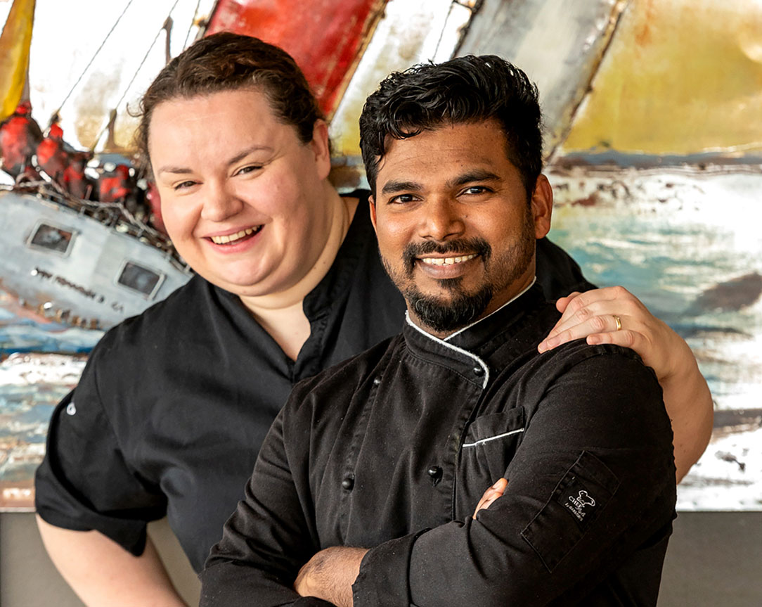 Der indische Chefkoch Lavio Rebello mit Ehefrau Kirsten, auf deren Kommando er einst hören musste.